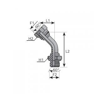 45° Connector Swivel Female Metric-Male Metric. (AMF45M)